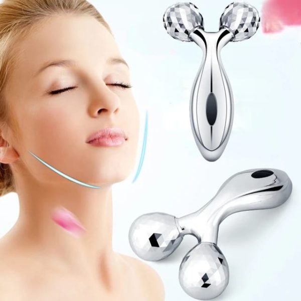 3d Face Massager Roller – 360° Rotation Handheld Y-shape Plastic Tool For Face Lifting, Anti-wrinkle, Skin Firming