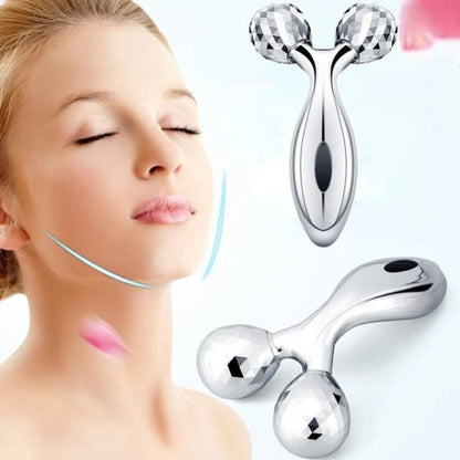 3d Face Massager Roller – 360° Rotation Handheld Y-shape Plastic Tool For Face Lifting, Anti-wrinkle, Skin Firming