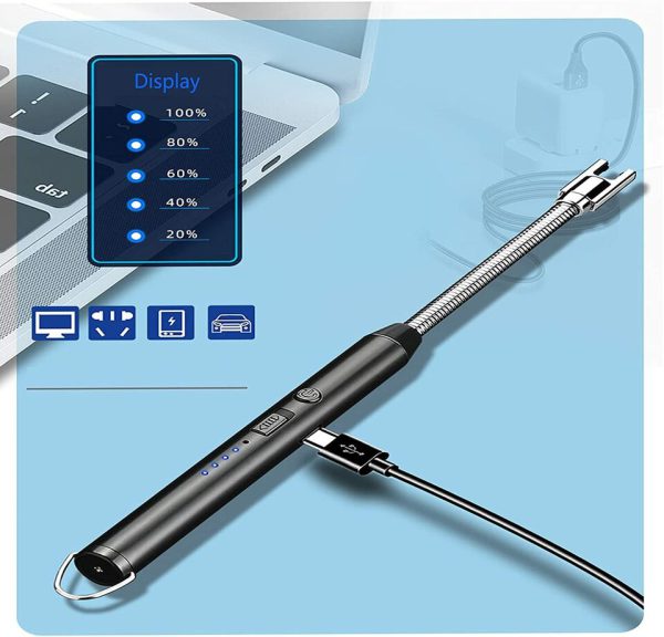 Arc Lighter With Usb Charging | Flameless Windproof | Led Battery Display | Safety Switch