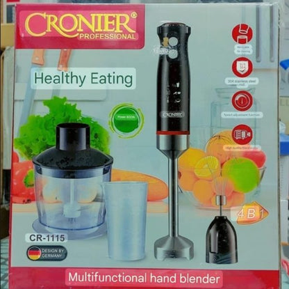 Cronier Professional 4-in-1 Hand Blender Set | Chopper, Blender, Coffee & Egg Beater, Whisker