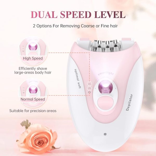 Ladies Epilator With 2-speed Adjustment, Painless Hair Removal, Rechargeable, Compact