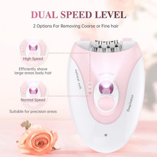 Ladies Epilator With 2-speed Adjustment, Painless Hair Removal, Rechargeable, Compact