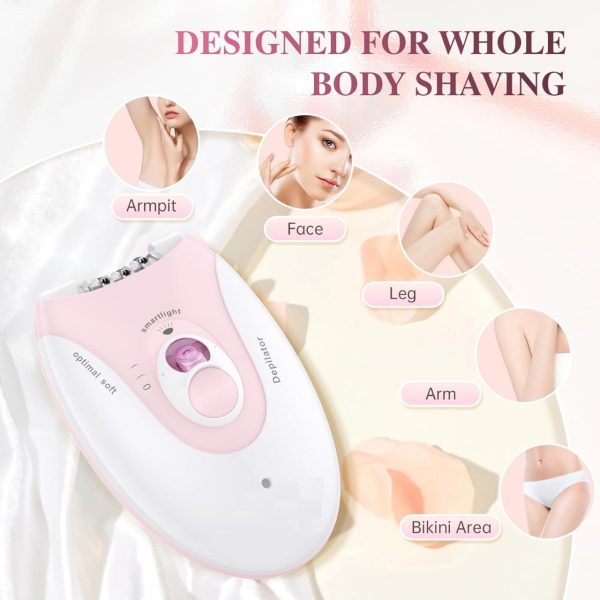 Ladies Epilator With 2-speed Adjustment, Painless Hair Removal, Rechargeable, Compact