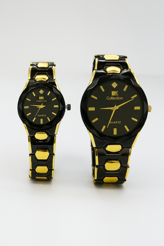 Elegant Couple Watch Set – Luxury Quartz Wristwatches For Him & Her Dual-tone Metal Strap