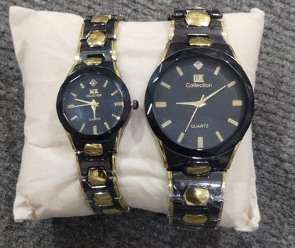 Elegant Couple Watch Set – Luxury Quartz Wristwatches For Him & Her Dual-tone Metal Strap