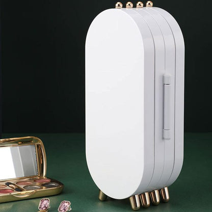 Jewellery Box Organiser With Mirror – Foldable Exquisite Dustproof Jewelry Storage Case