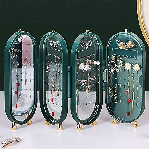 Jewellery Box Organiser With Mirror – Foldable Exquisite Dustproof Jewelry Storage Case