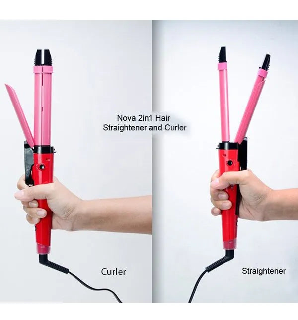 Nova 2-in-1 Hair Straightener & Curler – Model Nh-2009,