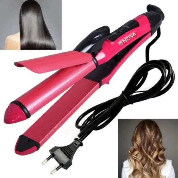 Nova 2-in-1 Hair Straightener & Curler – Model Nh-2009,
