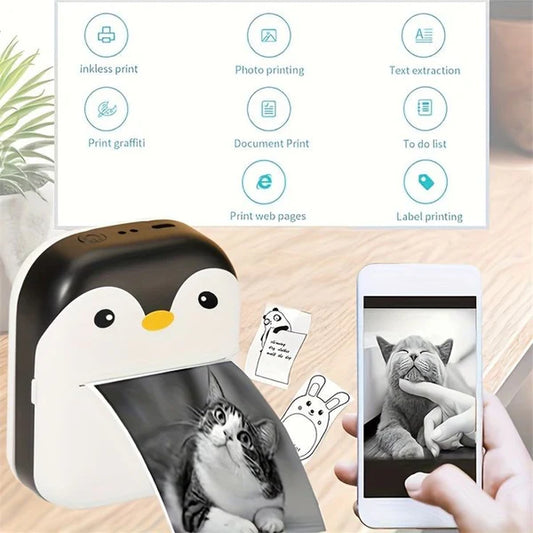 The Adorable Penguin Design Rechargeable Portable Mini Printer