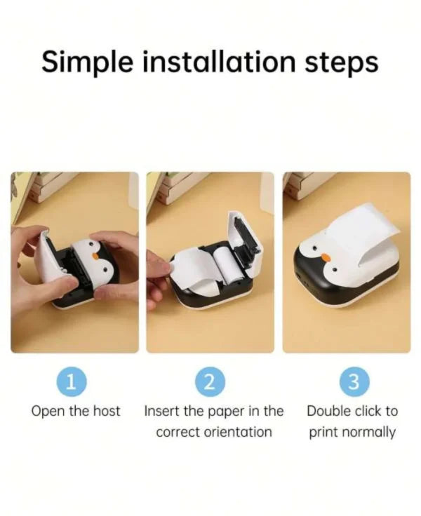 The Adorable Penguin Design Rechargeable Portable Mini Printer